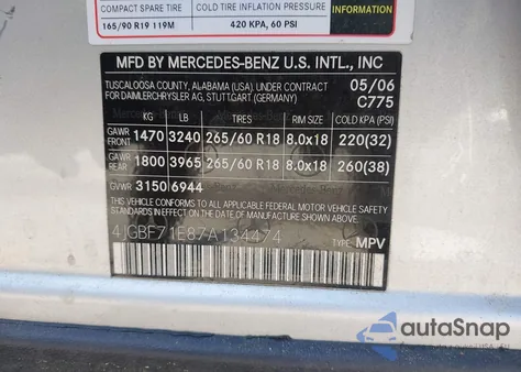 2007 Mercedes-Benz Gl 450 4Matic from USA, damaged, VIN 4JGBF71E87A134474